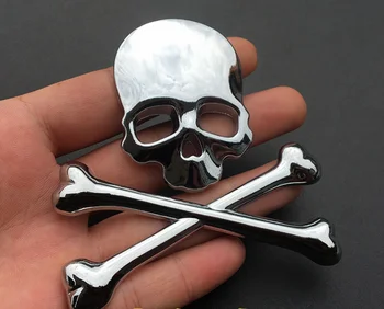 3D Chrome Metāla Galvaskausa Skelets Krusta Automašīnas Bagāžnieka Aizmugurē Emblēmas Nozīmīti Decal Uzlīmes