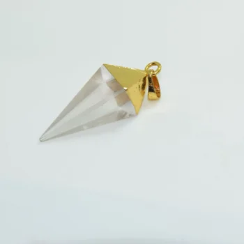 Gold Plating Kristāla Kvarcu arrowhead kulons par Diy Rotaslietu izgatavošana famale dabīgā akmens kristāldzidru kvarca Rhombus Slīpētas