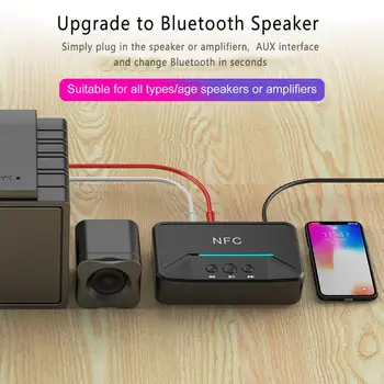 Bluetooth 5.0 Dongle Uztvērēju Smart NFC A2DP RCA AUX 3.5 mm Jack Bezvadu Adapteri Suppotr USB Atskaņot Stereo Pastiprinātāju, Skaļruņu