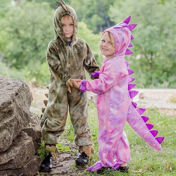 Bērniem Stegosaurus Dinozauru Tērpi Meitenēm, Zēniem Halloween Cosplay Anime Filmu Dzīvnieku Loma Jumpsuit Puse Saģērbt Drēbes