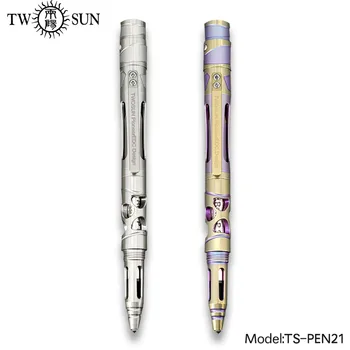 TWOSUN TC4 Titāna Sakausējuma Taktiskās pildspalvu PenSelf Aizsardzības Rakstot Skolu Birojs Kabatas Pildspalvu izsisto logu G2 LED TS-PEN21