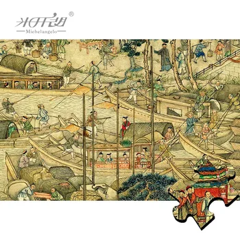 Mikelandželo Koka Jigsaw Puzzle Gabals 1200 Suzhou Zelta laikmets Zinātnieks Izglītības Rotaļlietu Kolekciju, Ķīniešu Glezniecības Mākslas Dekori
