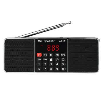 Y-618 Mini Fm Radio Digitālās Portatīvie Dual 3W Stereo Skaļrunis o Mp3 Atskaņotājs Augstas Precizitātes Skaņas Kvalitāti W/ 2 Collu Displeju S