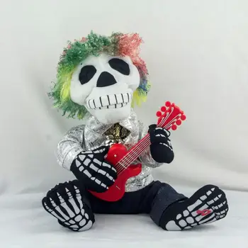 KUSO lelle Halloween Nakts Trilleris elektriskā plīša lelle Skan apgaismojums rotaļlietas galvaskausu spoku spēlēt ģitāru dzimšanas dienas dāvanas