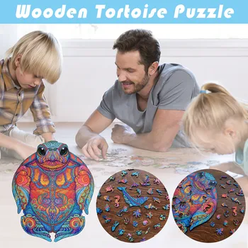 130 gabalus Jigsaw Puzzle Bruņurupuča Formas 3D nelegālo koka puzzle Pieaugušo Bērnu Izglītības Svētku Dāvanas детские игрушки 2021