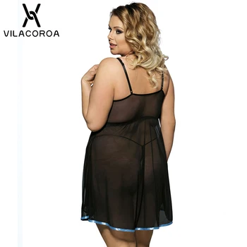 Sieviešu Sexy Naktsveļu Linga Naktskrekls XL ļoti Liela Izmēra Mežģīnēm Melnā Miega Krekli Sieviešu Sleepwear Nakts Kleita Camisones