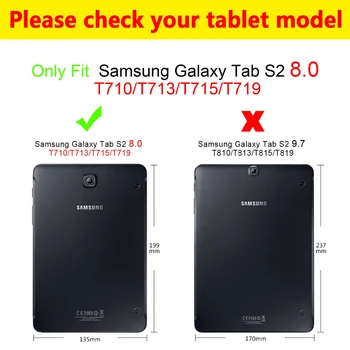 Case for Samsung Galaxy Tab S2 8.0 SM-T710 T713 T719 T715 3D Drukāšanas PU Ādas Vāks Samsung Tab S2 8.0 collu Gadījumā+filma+Pildspalva