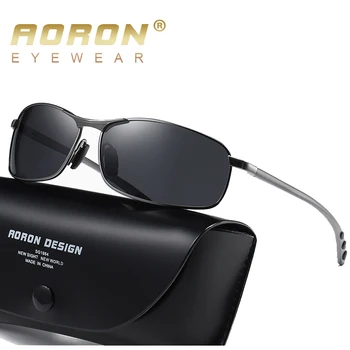 AORON Mens Polarizētās Saulesbrilles, Vīriešu Klasisko Taisnstūra Saules Brilles Alumīnija Kāju UV400 Saulesbrilles, Briļļu Spogulis