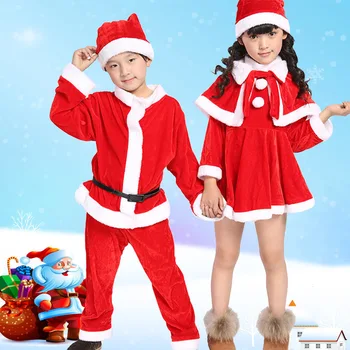 Ziemassvētku un Santa Claus Atbilstu augstākās Kvalitātes Ziemassvētku Kostīms, Uzvalks Puika/Meitene 3PCS Bērniem Jaunajā Gadā Bērnu Apģērba Komplekts
