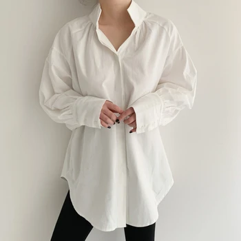 Colorfaith Jaunu 2021 Sieviešu Pavasara Vasaras Blūze Krekli korejiešu Stilā, Lielgabarīta Puff Piedurknēm Nelikumīgu Savvaļas Lady White Topi BL7847