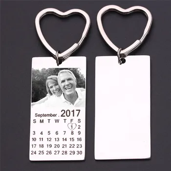 DIY Personalizētu Pasūtījuma Keychains Lāzera Gravēšana Foto Kalendārs Keychains ar Sirdi Keyrings tikpat Unikāla Kā Jūs Bērna dzimšanas dienu
