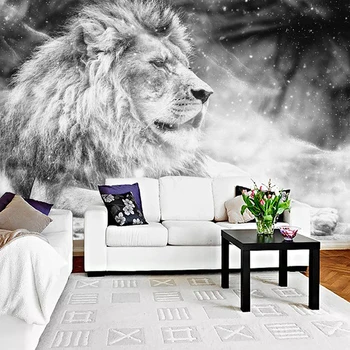 Pielāgotus Foto Tapetes, Sienas Melnā un Baltā Dzīvnieku Lauva Papier Peint Sienas 3D Dzīvojamās Istabas Dīvānu, Guļamistaba Fona Papīra Dekori