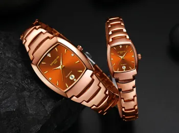 Kingnuos Luksusa Zīmolu Modes Tērauda Taisnstūra Pāris Kvarca Watchs Kalendāra Minimālisma Gaismas Rokas Pulkstenis Ūdensizturīgs