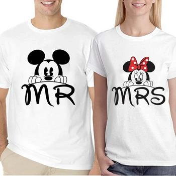 Kungs un Kundze Mīļotājiem Minnie Mouse Valentīna Diena Dāvanu Tshirt par Unisex Grafiskais Medus t-veida Topi Pāri Kleita Dropship