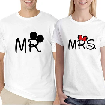 Kungs un Kundze Mīļotājiem Minnie Mouse Valentīna Diena Dāvanu Tshirt par Unisex Grafiskais Medus t-veida Topi Pāri Kleita Dropship