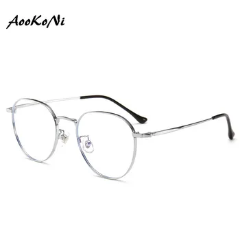 Anti-Blu-ray B-titāna Briļļu Recepšu Brilles Sievietēm 2019 Kārta Tuvredzība Optisko korejas Titāna Sakausējuma Brilles Rāmis Vīriešiem