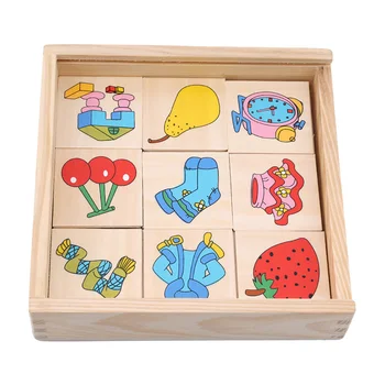 Jaunās Montessori Apgaismības Mācību Koka Rotaļlieta Puzzle Meklē Ēnu Spēle Atbilstošas Kartes Grafikas Atbilstošo Lodziņu