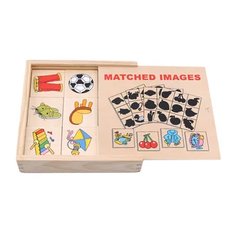 Jaunās Montessori Apgaismības Mācību Koka Rotaļlieta Puzzle Meklē Ēnu Spēle Atbilstošas Kartes Grafikas Atbilstošo Lodziņu