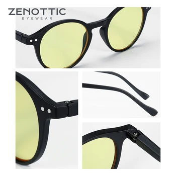 ZENOTTIC Apaļa Dzeltena Polarizētās Diena & Nakts Redzamības Brilles, lai Vīrieši Naktīs Aizsargāt Acis Pret gaismu, Anti-UV Saules Brilles