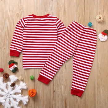 Toddler Meitenes Zēni Colthes Uzstādīt Santa Svītrains Tops+Bikses Bērnu Ziemassvētku Pidžamas Bērniem Ziemas Sleepwear Tērpiem Pijama Bebe