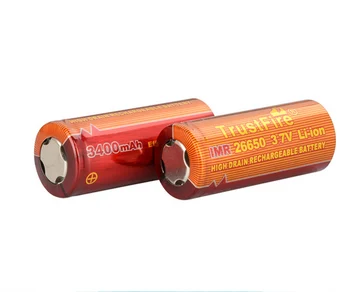 TrustFire IMR 26650 3,7 V 3400mah Augstas Drenāžas Uzlādējams Litija Akumulators ar Drošības Palīdzības Vērtību Lampas, LED Lukturi