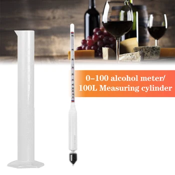 4gab Hidrometru Alcoholmeter Iestatīt no 0 Līdz Spirta Skaitītāja Testeris+Termometrs, Vīna Metru Vintage Alkohola Koncentrācijas Mērītājs Rīks