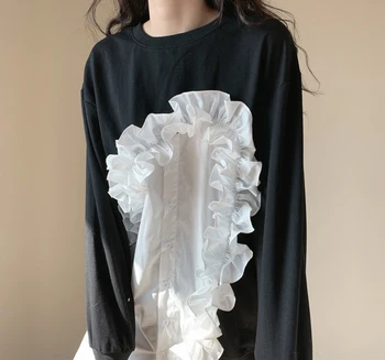2020. Gada Rudenī Ilgi Sweatskirts Gadījuma Zaudēt Dāma Baltā Salikuma Black Sweatskirts Femme Rudens Apģērbi