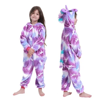 Ziemas Flaneļa Unicorn Kigurumi Cosplay Kostīms Bērniem, Bērniem Dūriens Dinozauru Panda Dzīvnieku Onesies Pidžamu Bērnu Sleepwear