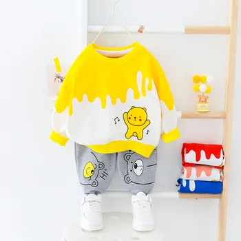 Modes Zīdaiņu Apģērbu Zēniem Uzstādīt Cute Karikatūra T-krekls + Harēma Bikses, Uzvalks Ir 2021. Pavasarī 2 GAB Bērni O-veida kakla Rudenī Kostīms