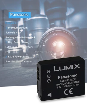 Panasonic CGA-S007E CGA S007E litija baterijas S007 S007A BCD10 Digitālās fotokameras Akumulatoru S007E DMC TZ1 TZ2 TZ3 TZ5 TZ50 TZ15