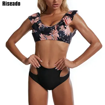 Riseado Push Up Sexy Bikini Ir 2021. Peldkostīmi Sievietēm Augsta Vidukļa Peldkostīmu Izgriezt Biquini Savirmot Beachwear Svītrains Peldkostīms Vasaras