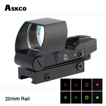 Askco 20mm Dzelzceļa Red Dot darbības Joma Riflescope Optika Taktiskās Sarkanā Zaļā 4 Tīkliņš Dot Reflex Optika Redzes darbības Joma holograph Medībām