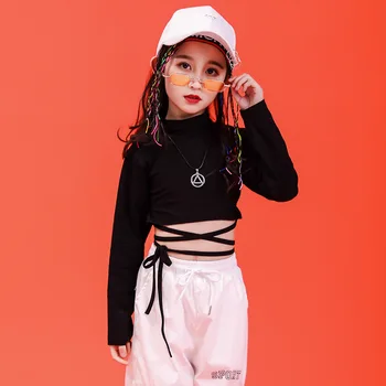 Modes Bērni Džeza Deju Kostīms Meitenēm, Hip Hop, Ielu Deju Tērpi Kultūraugu Top Bikses Bērniem Sniegumu Deju Apģērbu