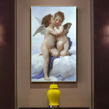 Slavenā Glezna Pirmais Skūpsts Plakāti un Izdrukas Sienas Mākslas Audekls Gleznošanai Lamour un Psihi Bērnu Bildes Dzīvojamā Istaba Dekori