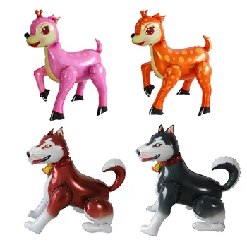 3D Pastaigas Dzīvnieku Sika Briežu Eskimosu Suns, Folija Baloni, Happy Birthday Boy Gaisa Balonu Partijas Apdare Bērniem, Dzīvnieku Rotaļlietas, Balonu