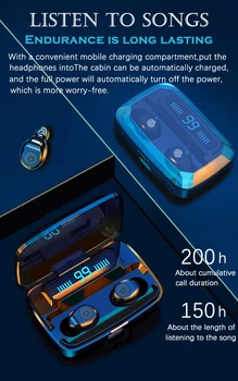 Bluetooth V5.0 3500mAh TWS Austiņas Bezvadu Austiņas Stereo Sporta Bezvadu Austiņas Austiņas un Earbuds Jauda IPhone Xiaomi