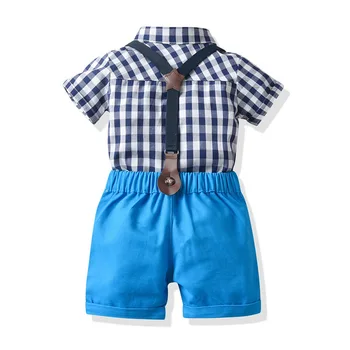 Baby Boy Apģērbs Zēniem Loku Pleds Krekli, Kokvilnas Īsās Bikses 1-5 Gadi Kids Modes Džentlmenis Vasaras Apģērbs Casual Apģērbu Komplekti