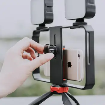 Fotogrāfija Aptumšojami Selfie LED Gaismas Lampas W Mikrofons Mobilā tālruņa Turētāju Statīvu Kandidēt Youtube Tiktok Live Broadcast Vlog