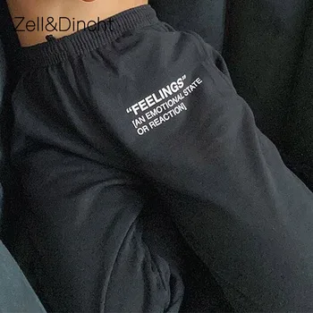Zell&Dincht Elsas Vēstuli Izdrukāt Pantalon Mujer Kokvilnas Joggers Sieviešu Augsto Vidukli, Zaudēt Bikšu Hip Hop Ikdienas Īsās Treniņbikses Sieviešu 2020