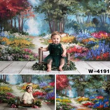 Eļļas Glezna Ainava, Krāsains Meža Fona Photoshoot Portreta Fonu Studija Bērniem, Jaundzimušā Bērna Fotogrāfija Atpakaļ Pilieni