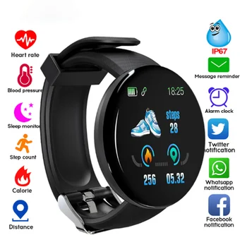 Fitnesa Smart Skatīties Modes Aproce Vīriešiem, Sievietēm Aproce asinsspiediens Passometer Tracker Ciparu Pulkstenis IOS Android D18 Jaunas