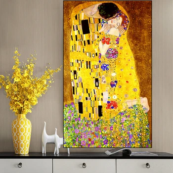 Klasiskās Mākslinieka Gustava Klimta Skūpsts Anotācija Eļļas Glezna uz Audekla Izdrukāt Plakātu Mūsdienīga Sienas Māksla Cuadros Bildes Mājas Dekoru