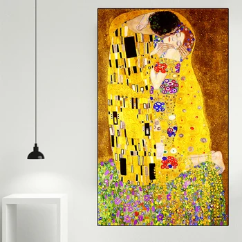 Klasiskās Mākslinieka Gustava Klimta Skūpsts Anotācija Eļļas Glezna uz Audekla Izdrukāt Plakātu Mūsdienīga Sienas Māksla Cuadros Bildes Mājas Dekoru