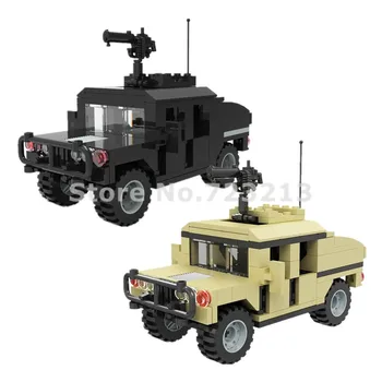 Jaunu 204pcs Militāro 15cm Automašīnu Hummer Jeep Piederumi SUV Riteņu Transportlīdzekļu KM SWAT Celtniecības Bloki Modelis Ķieģeļu Rotaļlietas