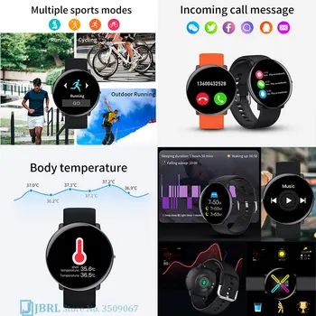Apaļā Smart Skatīties Vīrieši Sievietes Smartwatch Temperatūra IP67 Waterproof Elektroniku Smart Clock Android, IOS Fitnesa Tracker Skatīties