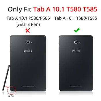 Flip Ādas Case for Samsung Galaxy Tab A6 10.1 2016 SM-T580 SM-T585 vāks Samsung TabA 10.1 Izkalt Tauriņš gadījumā+Filma+Pildspalva