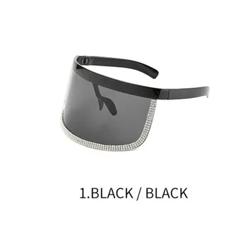 Liela Sejas, Kas Aptver Personību, Pretvēja Smilšu Saulesbrilles Sieviešu Sejas Maska Ēnā Saulesbrilles Dimanta Brilles Melnā Modes Sexy