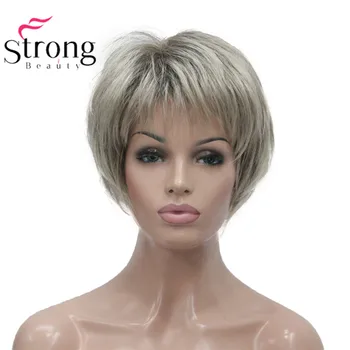 StrongBeauty Īss, Mīksts Kārtojumu Mahorka Ombre Blondīne Pilnībā Sintētisku Parūku