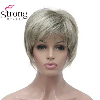 StrongBeauty Īss, Mīksts Kārtojumu Mahorka Ombre Blondīne Pilnībā Sintētisku Parūku