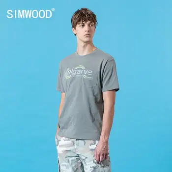 SIMWOOD 2020. gada vasarā jaunu t-krekls vīriešiem vēstuli vintage print kokvilna plus lieluma galotnēm gadījuma tees zīmolu apģērbu SJ150126